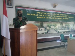 Kodim Tipe A 0831/ST Melaksanakan Kegiatan Binsiap Apwil dan Puanter Triwulan III TA 2021