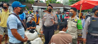 Tim Pamor Keris Bagikan Masker Gratis di Pasar Hewan Trenggalek