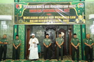 Maulid Nabi Muhamad SAW 1444 H/2022 M di Peringati di Masjid Al-Wathon Korem 084/BJ