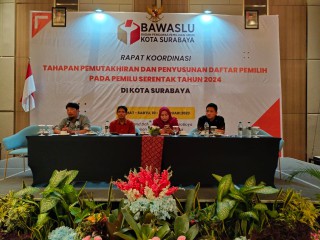 Bawaslu Surabaya Gelar Rakor Pemutakhiran Data dan Daftar Pemilu 2024.
