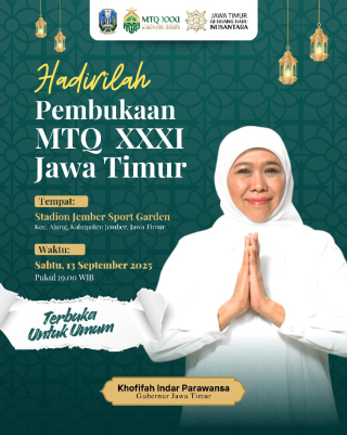 MTQ XXXI Jatim Digelar di Jember, Khofifah Ajak Warga Semarakkan dan Rawat Nilai-Nilai  Al Qur'an