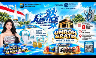 Justice Collaboration Fun Run 5K 2026 Buka Peluang Raih Umrah Gratis dan Hadiah Menarik