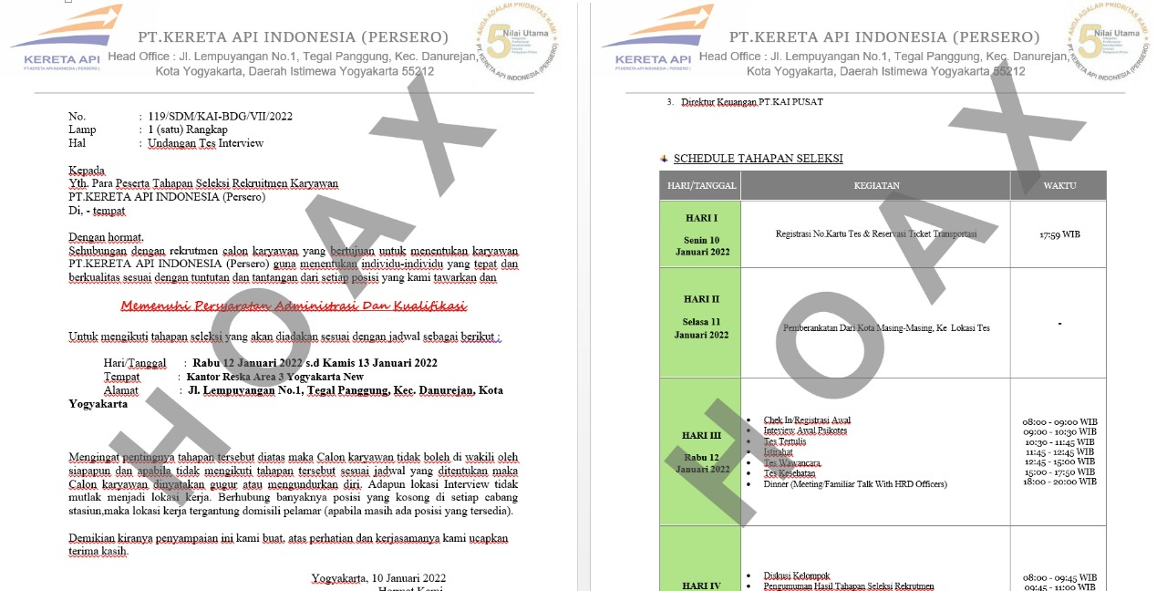 CEK FAKTA: Waspada Penipuan Lowongan Kerja Palsu PT KAI