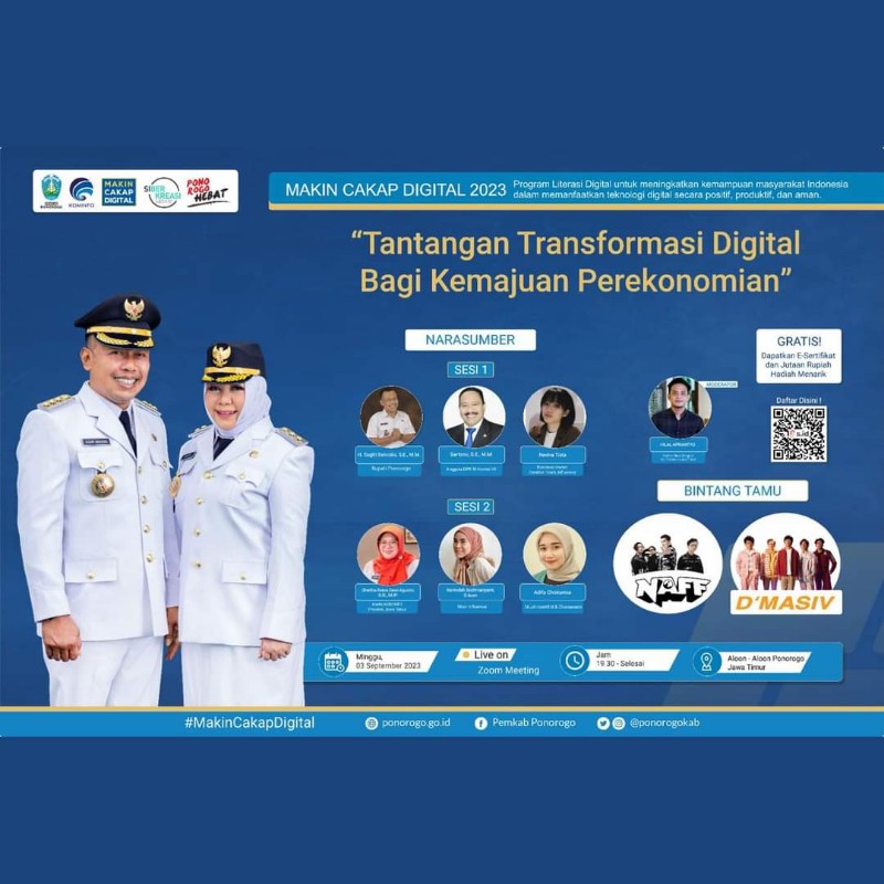 Naff dan D’Masiv Siap Meriahkan Festival Literasi Digital di Alun-alun Ponorogo, Minggu (3/9) Malam
