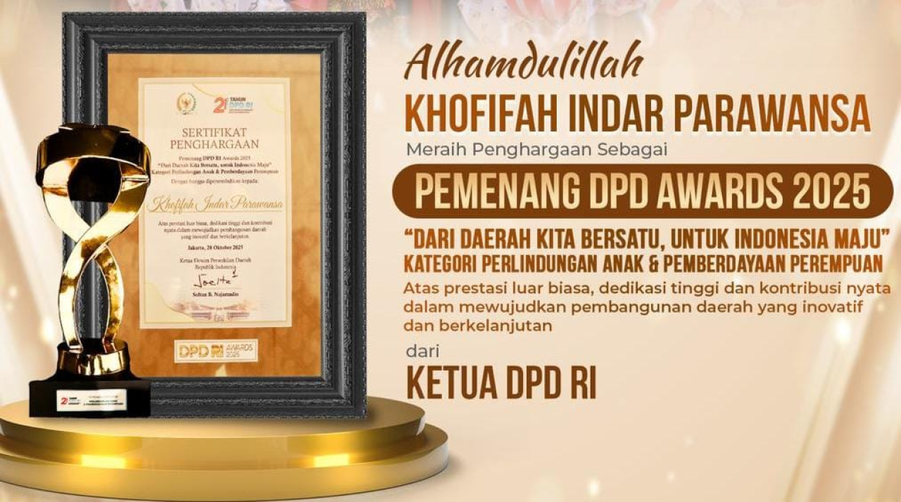 Gubernur Jawa Timur Khofifah Indar Parawansa Raih Penghargaan DPD RI Awards 2025