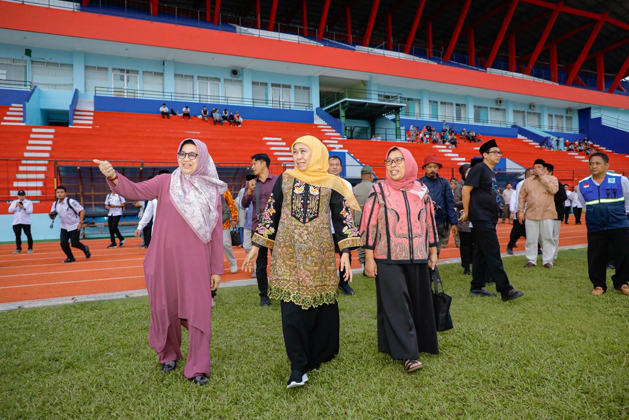 Jelang Mujahadah Kubro 1 Abad NU, Gubernur Khofifah Tinjau Stadion Gajayana