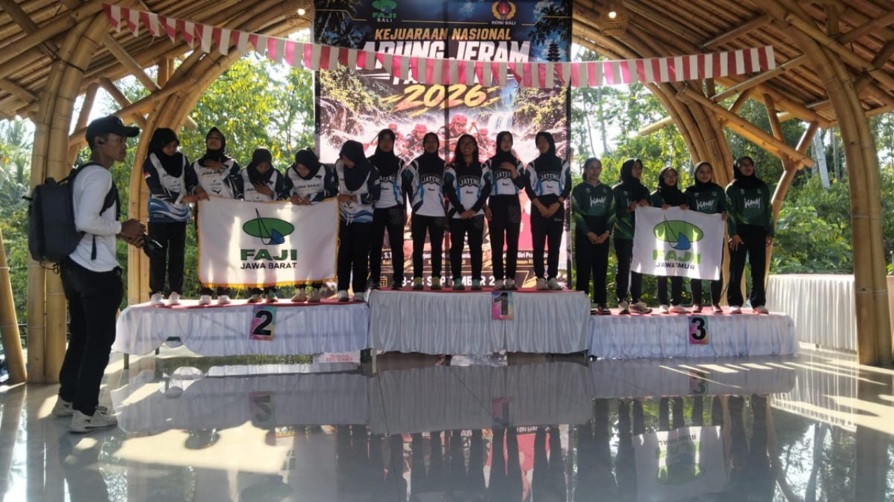 Tim FAJI Jawa Timur pada Kejurnas Arung Jeram 2026 di Sungai Ayung Bali