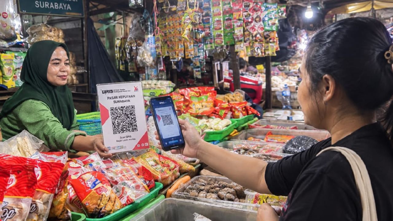BRI Regional Office Surabaya menyediakan fasilitas WiFi di Pasar Keputran untuk mendukung transaksi digital QRIS bagi pedagang dan pembeli.
